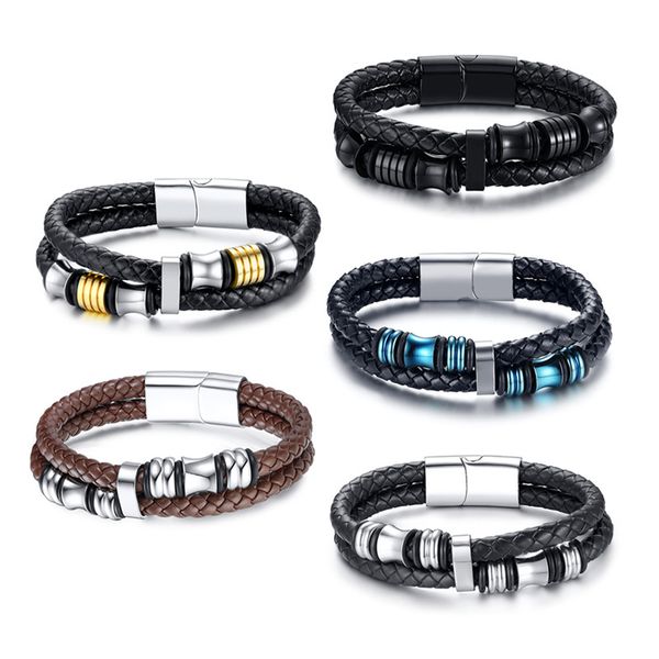 fashion vintage leather braided leather rope stainless steel bracelet men bracelet sale, Golden;silver
fashion vintage leather braided leather rope stainless steel bracelet men bracelet sale, Golden;silver