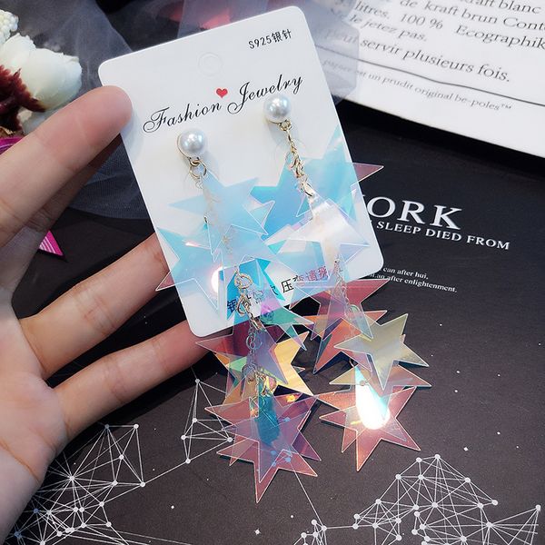 2019 new earring korean super fairy temperament exaggerated red long section of sequined star earrings wild personality earrings female lady, Silver
2019 new earring korean super fairy temperament exaggerated red long section of sequined star earrings wild personality earrings female lady, Silver