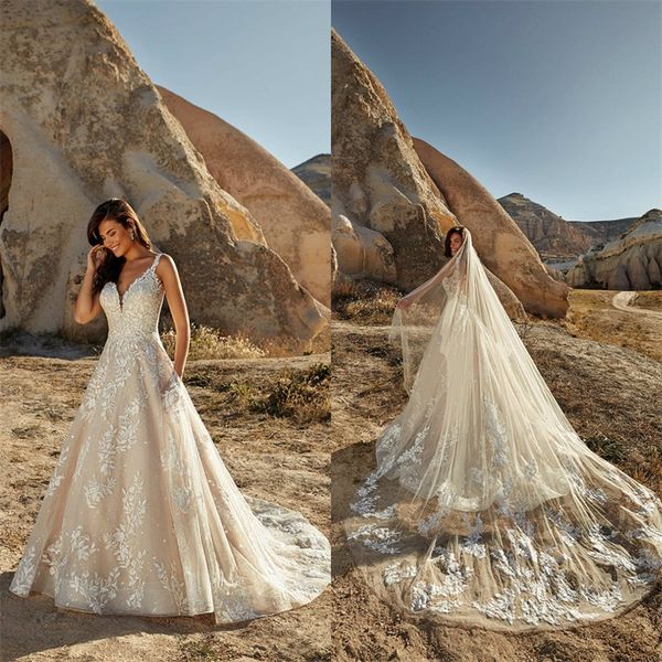 champagne a-line eddy k wedding dresses sweetheart appliqued lace sequins boho bridal dress backless sweep train beach robes de mariée, White
champagne a-line eddy k wedding dresses sweetheart appliqued lace sequins boho bridal dress backless sweep train beach robes de mariée, White