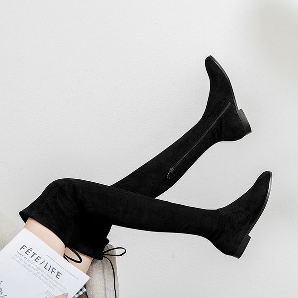 new stretch boots high tube over the knee boots skinny legs side zipper casual flat bottom women's do not drop, Black
new stretch boots high tube over the knee boots skinny legs side zipper casual flat bottom women's do not drop, Black