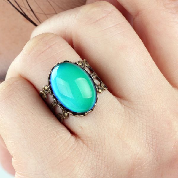womens love gift big mood oval stone antique gold ring handmade adjustable color change rings, Golden;silver
womens love gift big mood oval stone antique gold ring handmade adjustable color change rings, Golden;silver
