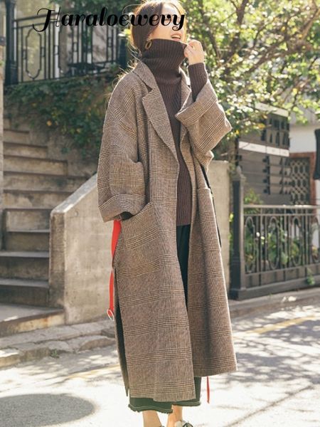 women plaid coat winter long sleeve warm woolen blends female elegant double breasted woolen coat oversize plus size w002, Black
women plaid coat winter long sleeve warm woolen blends female elegant double breasted woolen coat oversize plus size w002, Black