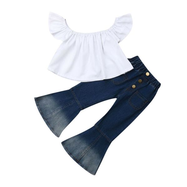 Emmababy 2020 Summer Fashion Toddler Girls Clothes Fly Sleeve Crop White Tops+ Flare Jeans Denim Bottoms Outfits Set
Emmababy 2020 Summer Fashion Toddler Girls Clothes Fly Sleeve Crop White Tops+ Flare Jeans Denim Bottoms Outfits Set