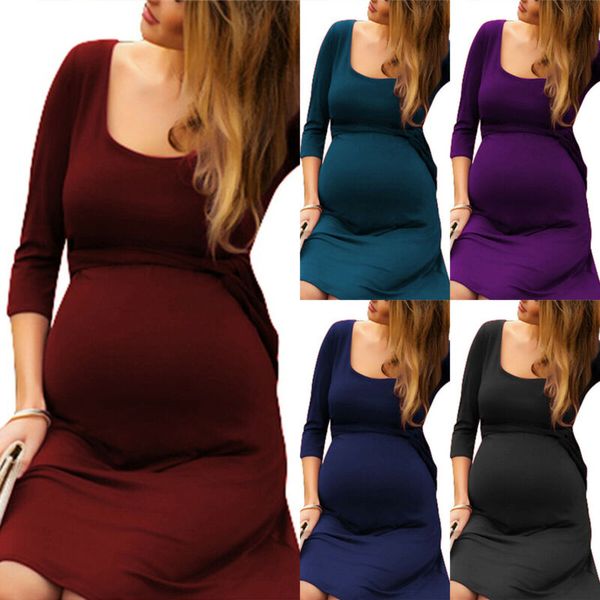women's maternity midi dress crew neck pregnant pregnancy 3/4 sleeves clothing, Black;gray
women's maternity midi dress crew neck pregnant pregnancy 3/4 sleeves clothing, Black;gray