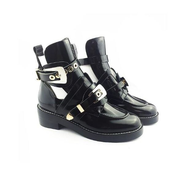 sailing women's leather boots, buckled hollow boots, shiny thick with martin boots, size: 34-40, black
sailing women's leather boots, buckled hollow boots, shiny thick with martin boots, size: 34-40, black