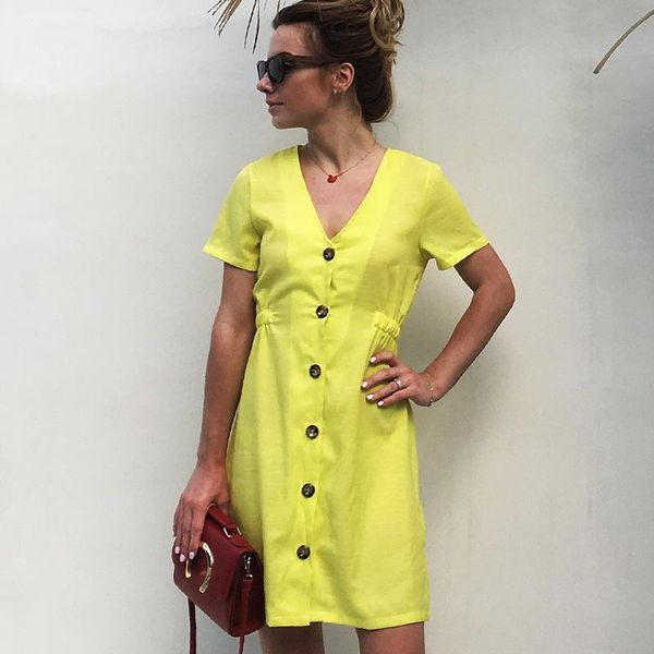 casual summer dress women v-neck dresses fashion button solid color short sleeve dress bohemian beach mini dress s-xxl, Black;gray
casual summer dress women v-neck dresses fashion button solid color short sleeve dress bohemian beach mini dress s-xxl, Black;gray