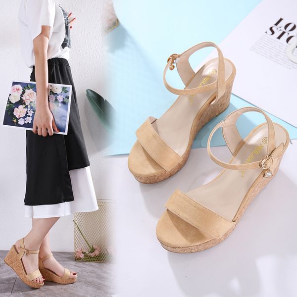 2020 sandals buckle strap comfort shoes for women with heel womens wedges summer heels suit female beige muffins shoe, Black
2020 sandals buckle strap comfort shoes for women with heel womens wedges summer heels suit female beige muffins shoe, Black