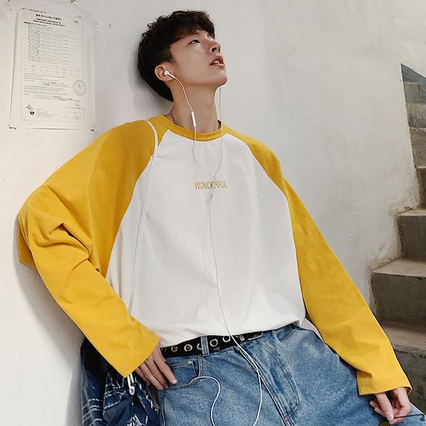 2019 spring new men's youth japanese harajuku style couple long sleeve loose contrast color matching casual sweatshirt top, Black 
2019 spring new men's youth japanese harajuku style couple long sleeve loose contrast color matching casual sweatshirt top, Black