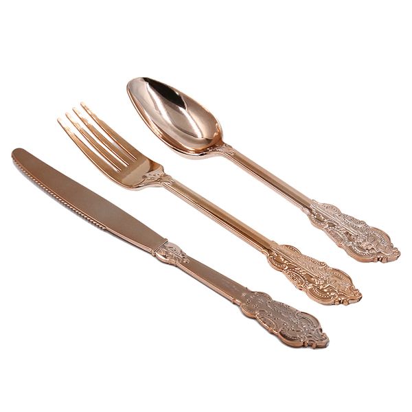 disposable imitation metal plastic gold silver carved embossed cutlery western wedding party tableware set
disposable imitation metal plastic gold silver carved embossed cutlery western wedding party tableware set