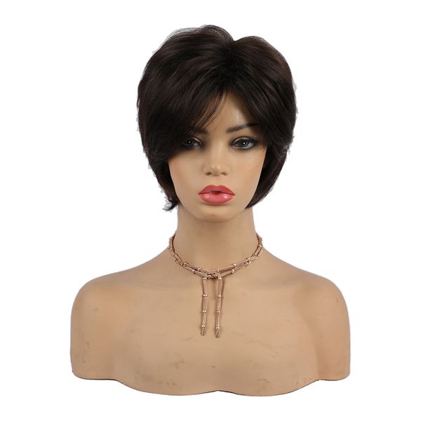 10'' natural looking womens human hair short pixie cut shaggy wigs for costume, Black
10'' natural looking womens human hair short pixie cut shaggy wigs for costume, Black