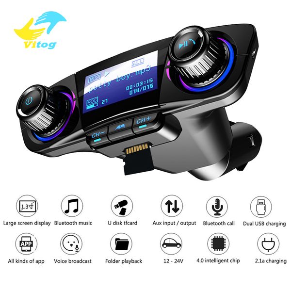Bluetooth Car Fm Tran Mitter Mu Ic Mp3 Player Hand Radio Adapter Car Kit With Led Di Play Upport Tf Aux With U B Charger