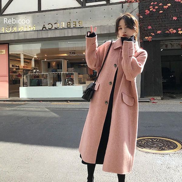 women's wool & blends long sleeve winter coat women korean style casaco feminino ladies autumn slim woolen coats, Black
women's wool & blends long sleeve winter coat women korean style casaco feminino ladies autumn slim woolen coats, Black