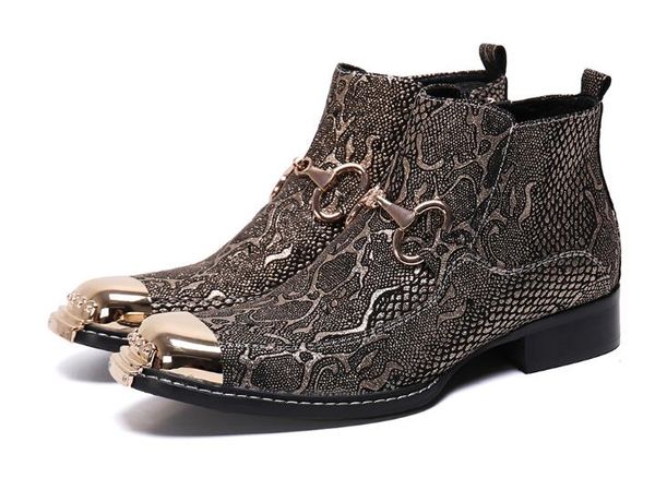 high-grade snake skin metal toe men's dress shoes nightclub hairdresser shoes genuine leather prom punk ankle boots, Black
high-grade snake skin metal toe men's dress shoes nightclub hairdresser shoes genuine leather prom punk ankle boots, Black