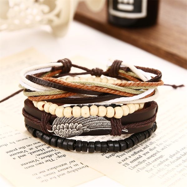 ifmia 1 set 4 pcs multilayer leather bracelets wing wood beads natural bracelet popular cuff women men jewelry pulsera wholesale, Black
ifmia 1 set 4 pcs multilayer leather bracelets wing wood beads natural bracelet popular cuff women men jewelry pulsera wholesale, Black