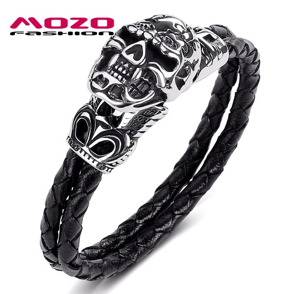 mozo fashion men 2020 jewelry black genuine leather bracelet stainless steel punk demon skull charm exaggeration bracelets 530, White
mozo fashion men 2020 jewelry black genuine leather bracelet stainless steel punk demon skull charm exaggeration bracelets 530, White