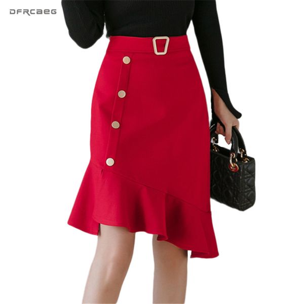 stretch knee length women skirts with ruffles 2020 summer high waist ladies work office mermaid skirt femme saia, Black
stretch knee length women skirts with ruffles 2020 summer high waist ladies work office mermaid skirt femme saia, Black
