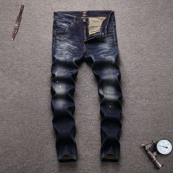italian vintage designer men jeans slim fit paint designer printed jeans men ripped pants fashion streetwear hip hop homme, Blue
italian vintage designer men jeans slim fit paint designer printed jeans men ripped pants fashion streetwear hip hop homme, Blue