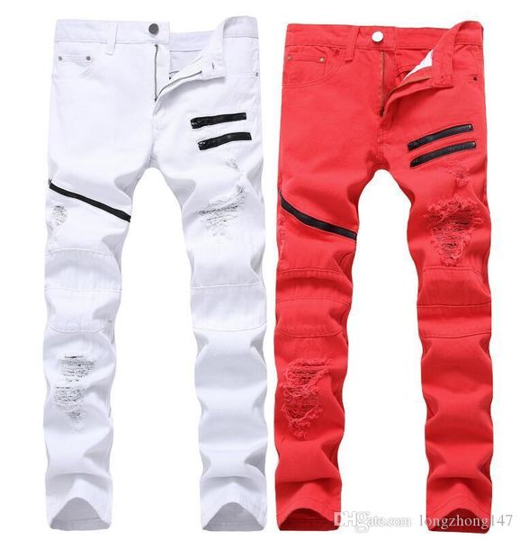 men biker jeans straight draped jeans high elasticity hole trousers broken pants man's bleached rippid pants casual jeans red white bla, Blue
men biker jeans straight draped jeans high elasticity hole trousers broken pants man's bleached rippid pants casual jeans red white bla, Blue