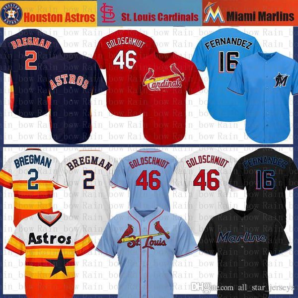 2019 New Baseball Jersey St. Louis Paul 46 Goldschmidt Cardinals Miami Jose 16 Fernandez Marlins Houston Alex 2 Bregman Astros Blue DFG
2019 New Baseball Jersey St. Louis Paul 46 Goldschmidt Cardinals Miami Jose 16 Fernandez Marlins Houston Alex 2 Bregman Astros Blue DFG