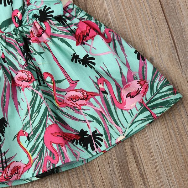 2019 summer girl dress flamingo print slim toddler baby girls princess clothes summer sleeveless party dresses, Red;yellow