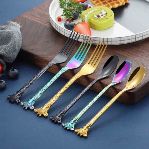 1pc creative stainless steel fork spoon giraffe pattern coffee cake dessert ice cream forks spoons household tableware
1pc creative stainless steel fork spoon giraffe pattern coffee cake dessert ice cream forks spoons household tableware
