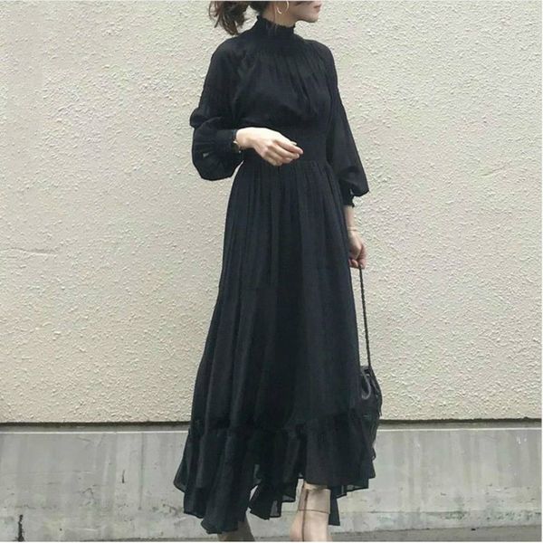 2020 new spring and summer puff sleeves turtleneck high waist chiffon pullover long dress female ruffles vestido wk28, Black;gray
2020 new spring and summer puff sleeves turtleneck high waist chiffon pullover long dress female ruffles vestido wk28, Black;gray