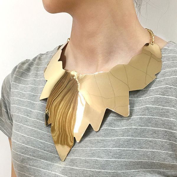 manilai shiny surface alloy statement necklaces women steampunk big leaf design collar choker necklace fashion jewelry, Silver
manilai shiny surface alloy statement necklaces women steampunk big leaf design collar choker necklace fashion jewelry, Silver