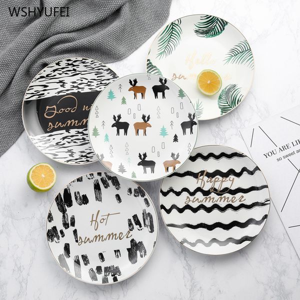 1pcs european rainforest ceramic plate handcraft leaf gold inlay porcelain serving platter steak plates dishes home kitchen deco
1pcs european rainforest ceramic plate handcraft leaf gold inlay porcelain serving platter steak plates dishes home kitchen deco