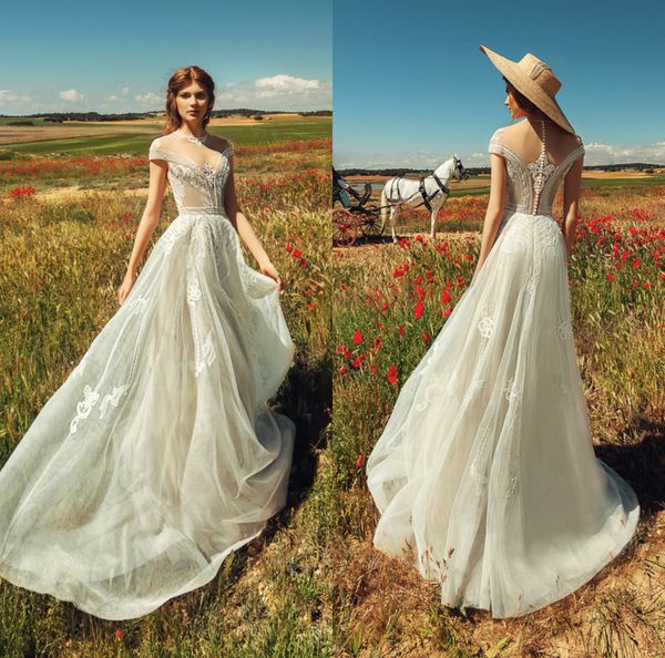 a line boho wedding dresses jewel sheer sleeveless applique lace wedding gowns elegant beach sweep train vestidos de novia cheap, White
a line boho wedding dresses jewel sheer sleeveless applique lace wedding gowns elegant beach sweep train vestidos de novia cheap, White