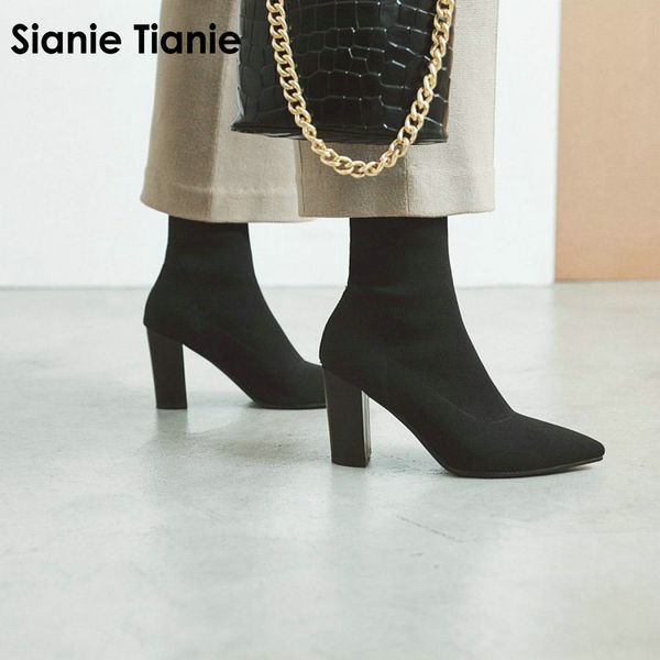 sianie tianie 2019 spring autumn pointed toe woman shoes block high heels sock booties stretch fabric elastic women boots shoes, Black
sianie tianie 2019 spring autumn pointed toe woman shoes block high heels sock booties stretch fabric elastic women boots shoes, Black