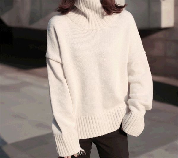 casual turtleneck womens sweaters and pullovers long sleeved cashmere sweaters womens knitted warm pullovers loose fashion, White;black
casual turtleneck womens sweaters and pullovers long sleeved cashmere sweaters womens knitted warm pullovers loose fashion, White;black