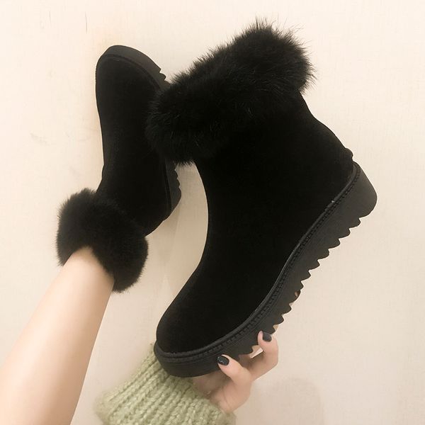women's boots autumn lace up shoes australia round toe luxury designer winter footwear boots-women booties woman 2019 low heel, Black