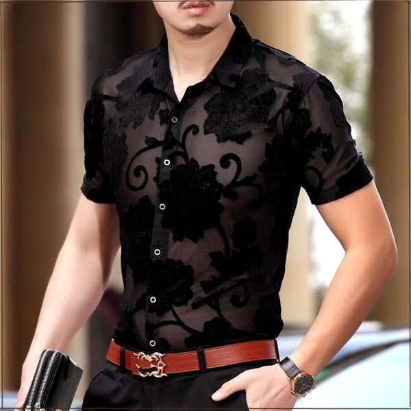 summer new mens see through floral embroidery caual slik shirt hollow out short sleeve party clubwear shirts man camisa, White;black
summer new mens see through floral embroidery caual slik shirt hollow out short sleeve party clubwear shirts man camisa, White;black