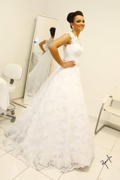 vintage white lace a line wedding dresses with detachable train sheer neck plus size 2020 spring country bridal gowns vestidos de novia 286
vintage white lace a line wedding dresses with detachable train sheer neck plus size 2020 spring country bridal gowns vestidos de novia 286