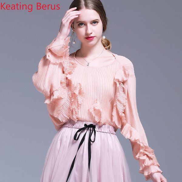 2019 fashion women's summer shirt temperament french court style round neck ruffled long-sleeved chiffon shirt women's 1117, White
2019 fashion women's summer shirt temperament french court style round neck ruffled long-sleeved chiffon shirt women's 1117, White