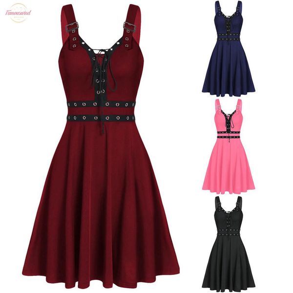 women plus size cool solid bandage irregular hem sleeveless camisole twill mini dress gothic punk style sleeveless strap dress, Black;gray
women plus size cool solid bandage irregular hem sleeveless camisole twill mini dress gothic punk style sleeveless strap dress, Black;gray
