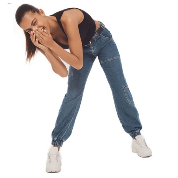 new spring fashion personality hip hop women's pants casual zipper loose high waist women's jeans pockets feet female jeans, Blue
new spring fashion personality hip hop women's pants casual zipper loose high waist women's jeans pockets feet female jeans, Blue