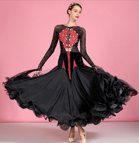standard ballroom dance dresses women 2020 new arrival black modern waltz dancing skirt ballroom dance dress, Black;red
standard ballroom dance dresses women 2020 new arrival black modern waltz dancing skirt ballroom dance dress, Black;red