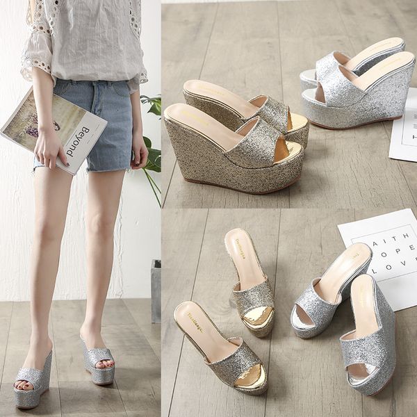 2019 new summer platform slipper women shoes female beach sandals perspiration breathable sequin wedge casual ladies slippers, Black
2019 new summer platform slipper women shoes female beach sandals perspiration breathable sequin wedge casual ladies slippers, Black
