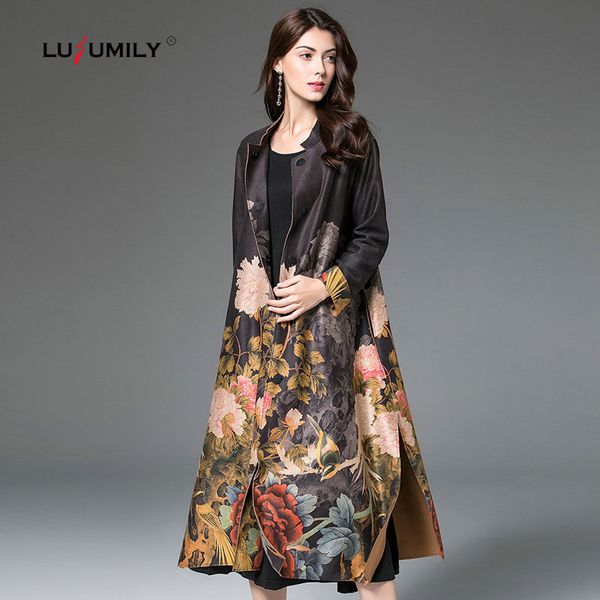 lusumily new fashion women trench coat vintage suede long women coat loose spring flower print female plus size outerwear, Tan;black
lusumily new fashion women trench coat vintage suede long women coat loose spring flower print female plus size outerwear, Tan;black