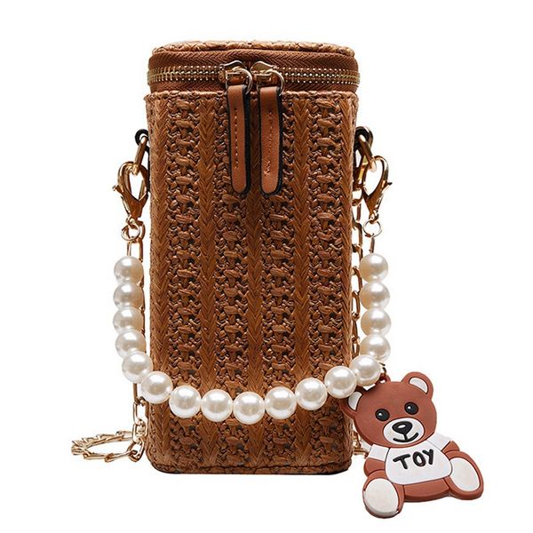 women's straw bag one-shoulder chain bag beach slung bucket pearl handbag
women's straw bag one-shoulder chain bag beach slung bucket pearl handbag