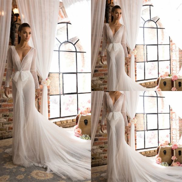 elihav sasson 2019 mermaid wedding dresses deep v neck long sleeve sweep train ruffles trumpat country plus size bridal gowns, White
elihav sasson 2019 mermaid wedding dresses deep v neck long sleeve sweep train ruffles trumpat country plus size bridal gowns, White