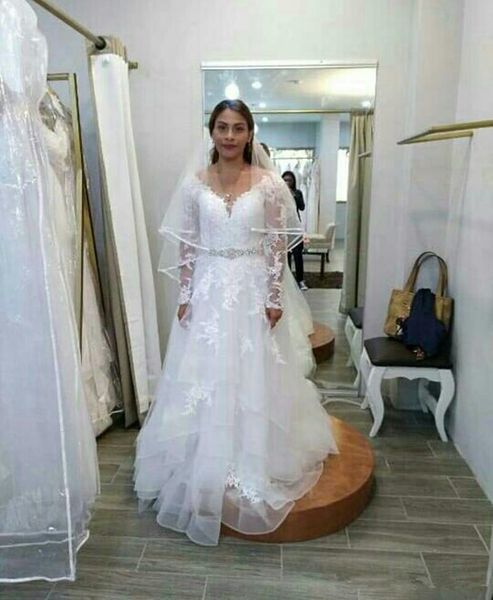 white lace wedding dresses long sleeve crystals beadings sash appliques tulle a line 2019 stunning bridal gowns custom size
white lace wedding dresses long sleeve crystals beadings sash appliques tulle a line 2019 stunning bridal gowns custom size