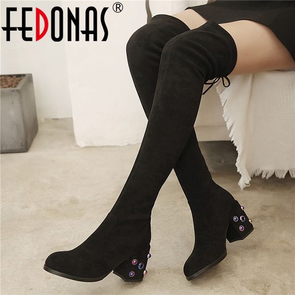 fedonas elegant women over the knee boots casual slip-on party dancing shoes woman crystal tight high heels boots autumn winter, Black
fedonas elegant women over the knee boots casual slip-on party dancing shoes woman crystal tight high heels boots autumn winter, Black