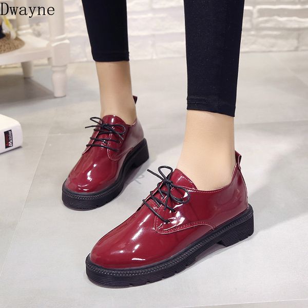 2019 spring new lace single shoes female thick with thick bottom bright patent leather fashion wild low heel casual shoes women, Black
2019 spring new lace single shoes female thick with thick bottom bright patent leather fashion wild low heel casual shoes women, Black