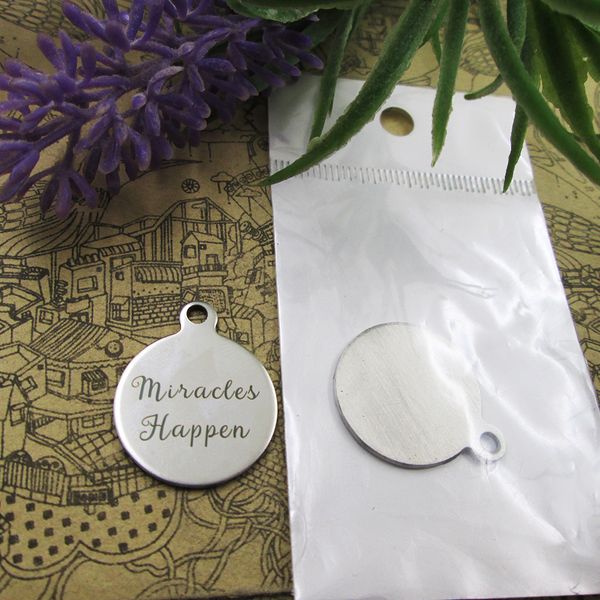 20pcs--"miracles happen"stainless steel charms 5 styles for choosing diy charms for necklace bracelets, Silver
20pcs--"miracles happen"stainless steel charms 5 styles for choosing diy charms for necklace bracelets, Silver