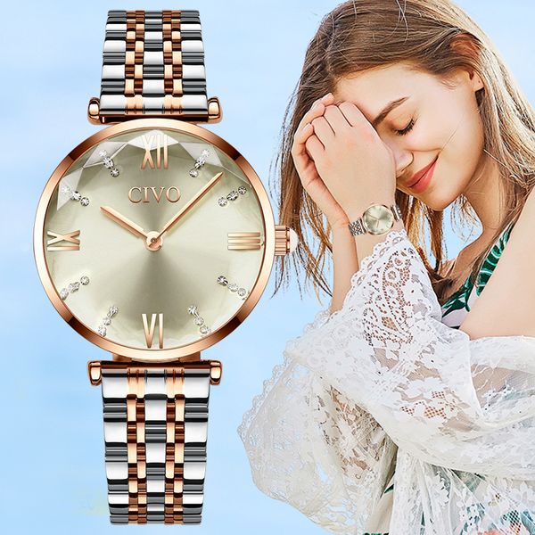 civo women watches luxury waterproof wrist watches brand steel strap crystal quartz wirst watch for women clock, Slivery;brown
civo women watches luxury waterproof wrist watches brand steel strap crystal quartz wirst watch for women clock, Slivery;brown