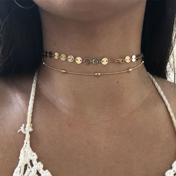 simple fashion copper round sequins choker necklace women beads chain geometric chocker collar clavicle necklace jewelry yn1017, Golden;silver
simple fashion copper round sequins choker necklace women beads chain geometric chocker collar clavicle necklace jewelry yn1017, Golden;silver
