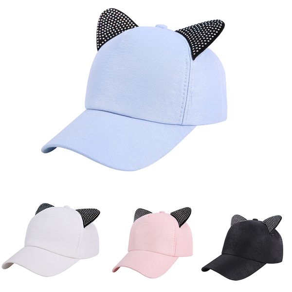 summer women cute cat ears baseball cap lovely hip hop cap sun snapback hat cotton breathable adjustable casual spring 4 colors, Blue;gray
summer women cute cat ears baseball cap lovely hip hop cap sun snapback hat cotton breathable adjustable casual spring 4 colors, Blue;gray
