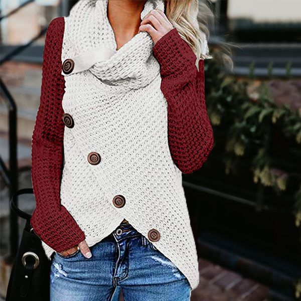 warm turtleneck long sleeve casual daily winter home patchwork knitted with buttons irregular women sweater soft woolen yarn, White;black
warm turtleneck long sleeve casual daily winter home patchwork knitted with buttons irregular women sweater soft woolen yarn, White;black